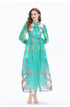 Collar Down Long Sleeves Maxi Dress